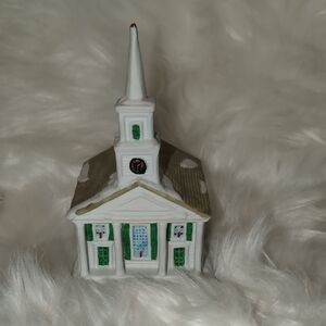 Miniature White Church Holiday Display Piece